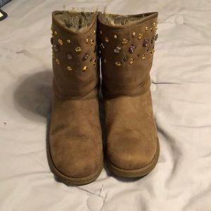 Old Navy pull on ankle booties faux fur inside